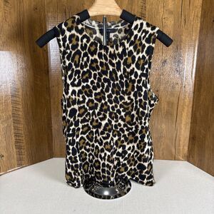 J.Crew Jackie Merino Wool Shell Sweater M Leopard Print Sleeveless Tank Knit Top